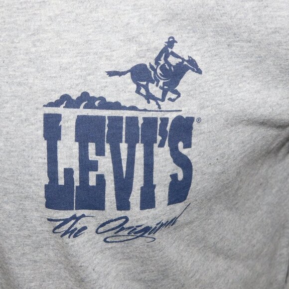 Levi's Original Gray Blue Cowboy Spellout Mens M Graphic T Shirt - Picture 4 of 9